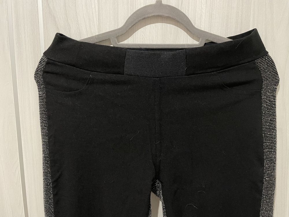 Spodnie legginsy czarne z lampasami i perełkami XL/XXL