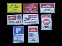 Tabliczka ostrzegawcza informacyjna nadruk UV