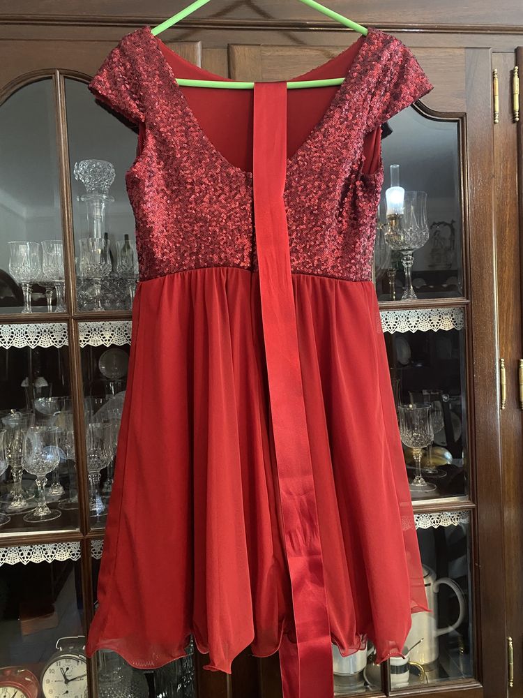 Vestido de cerimónia vermelho, tamanho 40