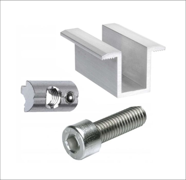 ZESTAW PV klema środkowa srebrna śruba imbusowa M8x25 wpust x10