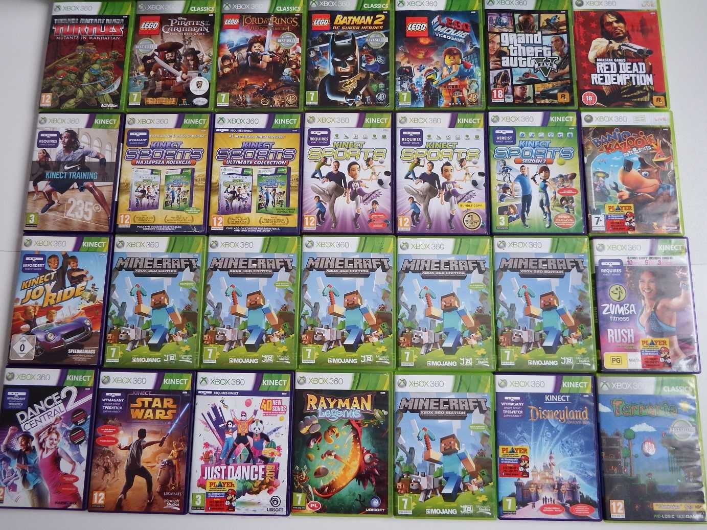 XBOX 360 GRY ! Minecraft LEGO Just Dance Red Dead GTA5 Kinect Sport