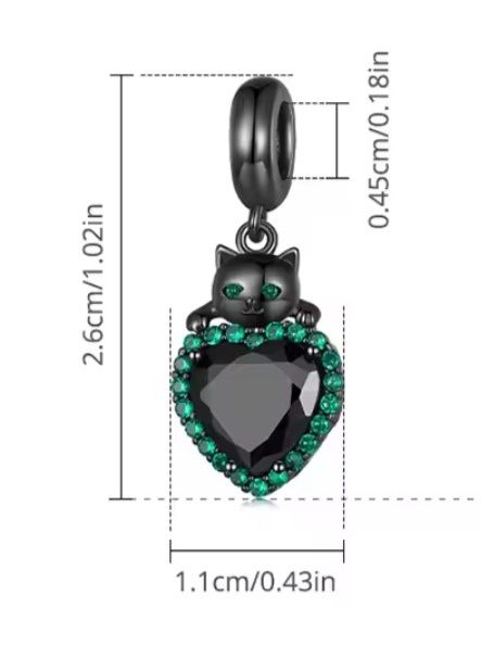 Підвіска срібна котик,чорний кіт,шарм  браслет,кулон з котом,подарунок