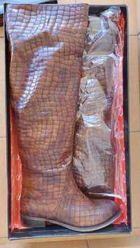 Сапоги женские демисезонные, ботфорты, высокие, крокодил. кожа, р. 40
