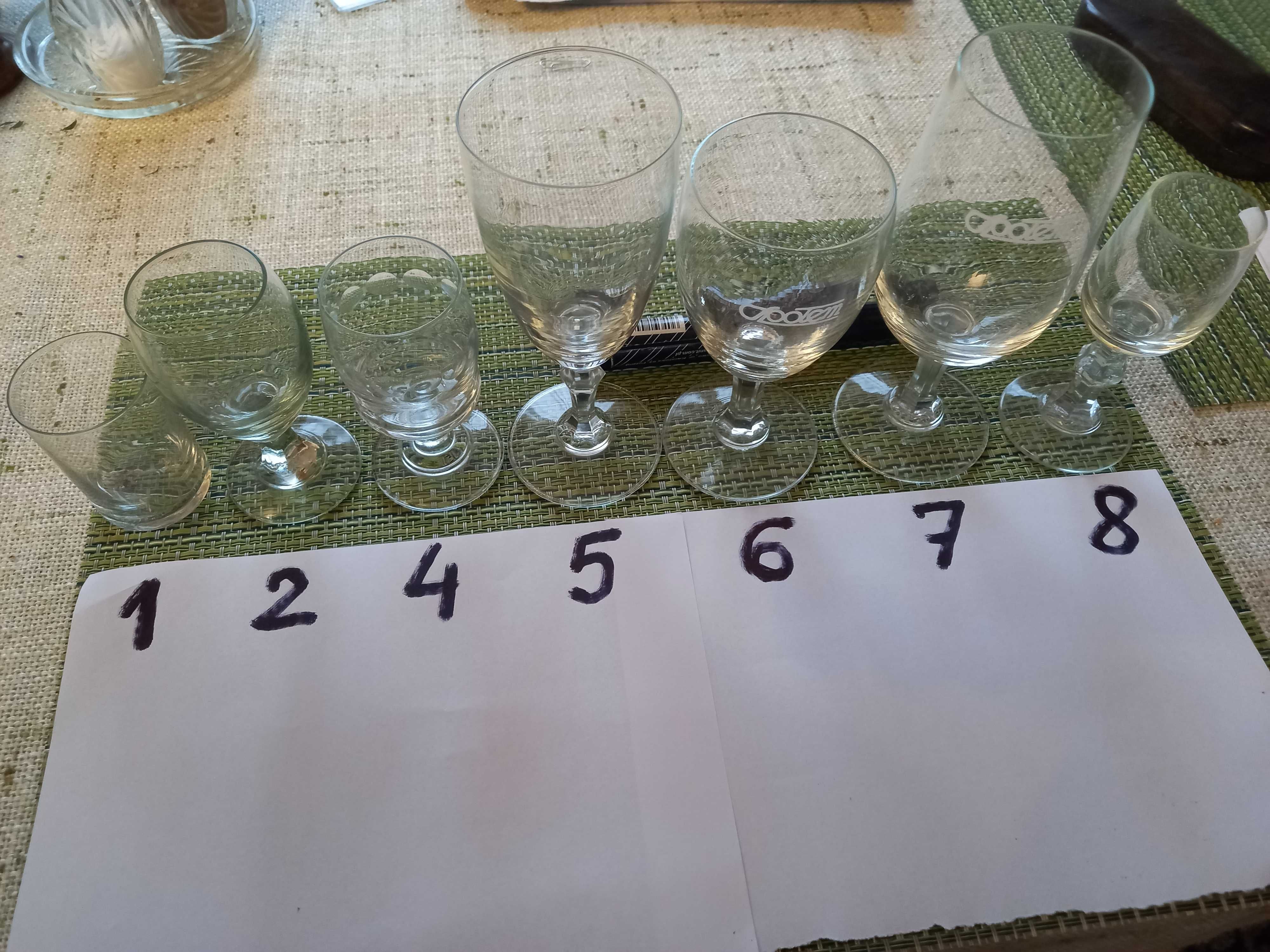 Kieliszki nowe rozne PRL Społem wodka wino szampan koniak i alpaga.