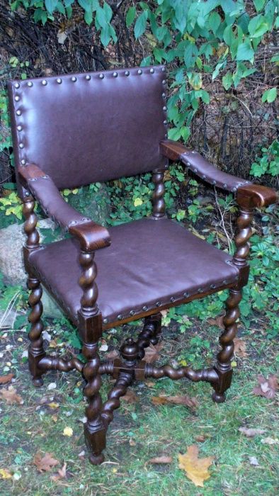 Fotel starogdański, dębowy, koniec XIX wieku, jedyny w swoim rodzaju