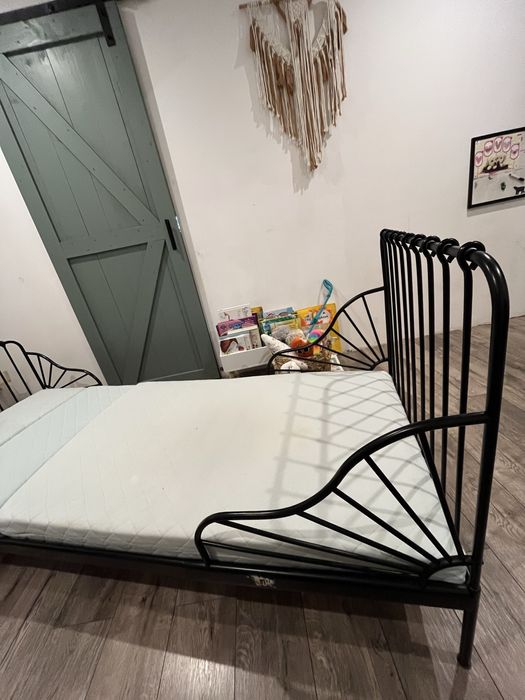 Lóżko 200x80 Ikea Minnen dzieciece  metalowe czarne loft