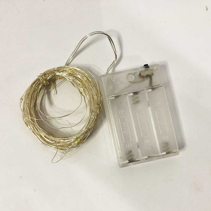 Гірлянда світлодіодна роса на батарейках зелена, провід прозорий, 5м