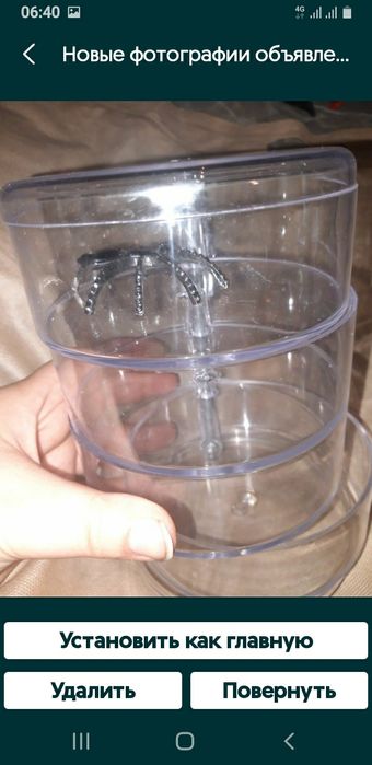 Шкатулка акриловая органайзер 4 секции прозрачная