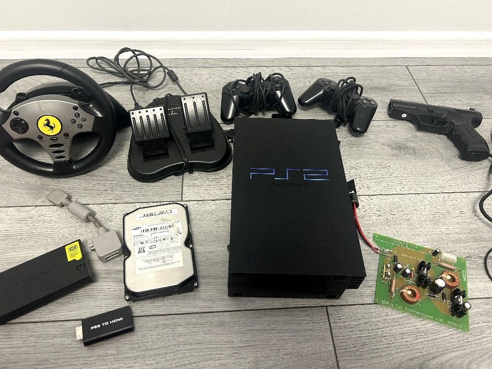 Sony Playstation 2 Fat НОВА + плата12v + hdd 200gb + руль  dualshock 2