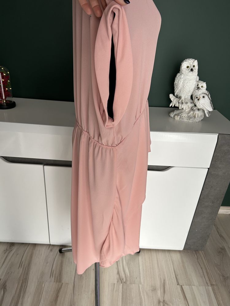 Piękna sukienka pudrowy róż plus size nowa bez metki 2xl