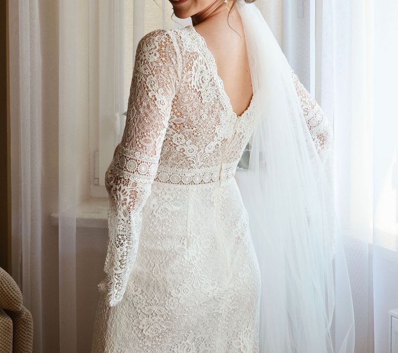 Suknia ślubna boho plus welon