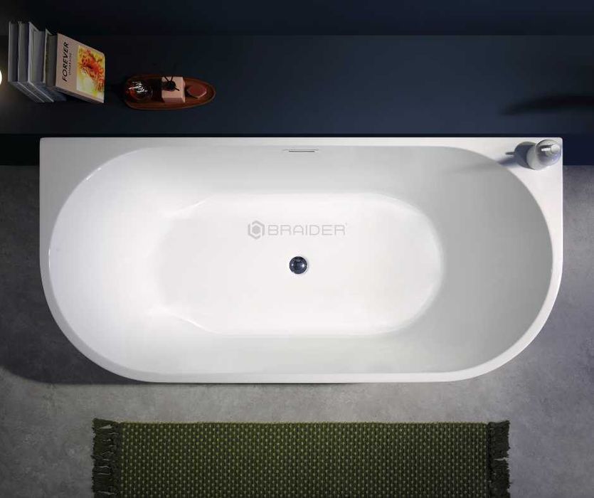 BRAIDER Akrylowa Wanna Wolnostojąca RESTIA 170 cm Biała Przyścienna