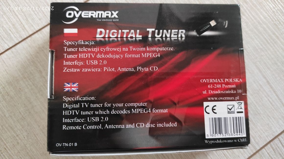 Overmax OV-TN-0-1 B tuner DVB-T na komputer