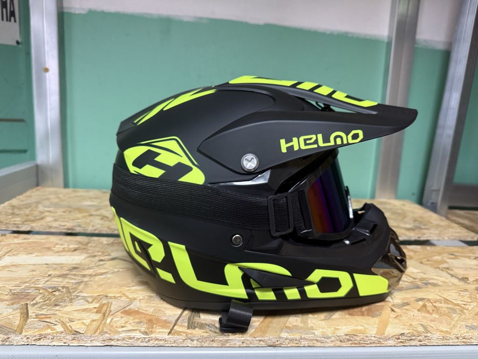 Кроссовый мото шлем шолом эндуро с очками мотоциклетный шлем