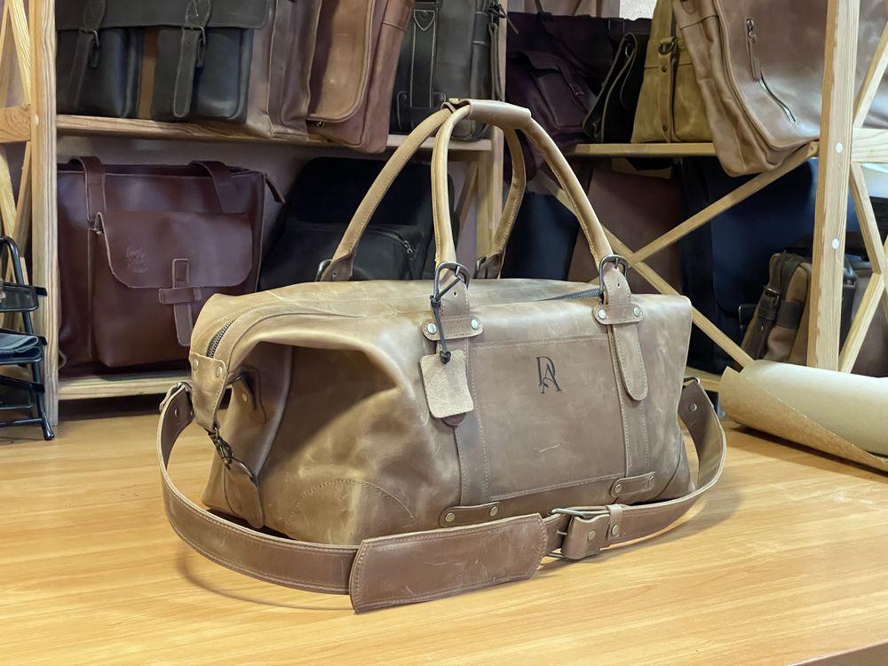 Кожаная дорожная сумка, коричневая спортивная сумка натуральная кожа