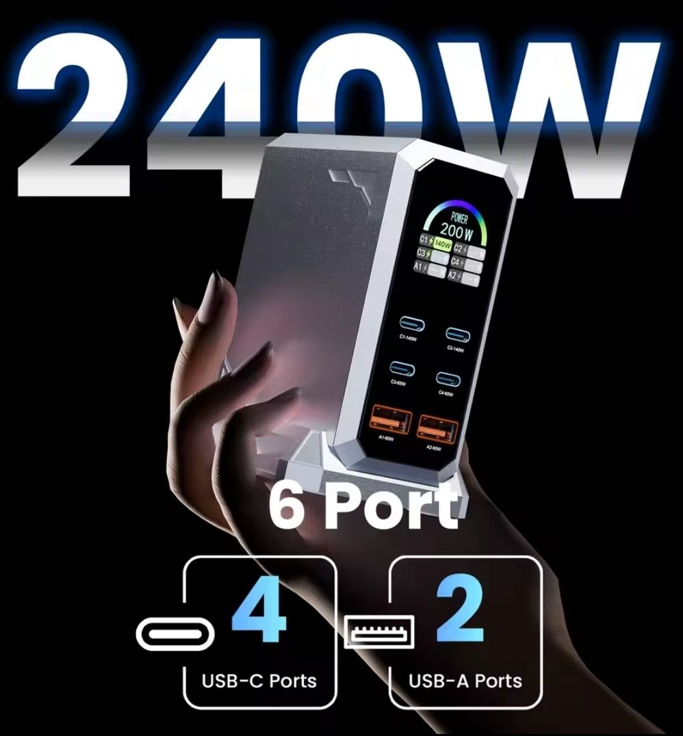 Зарядное Asometech GaN 240w для Apple Xiaomi Samsung