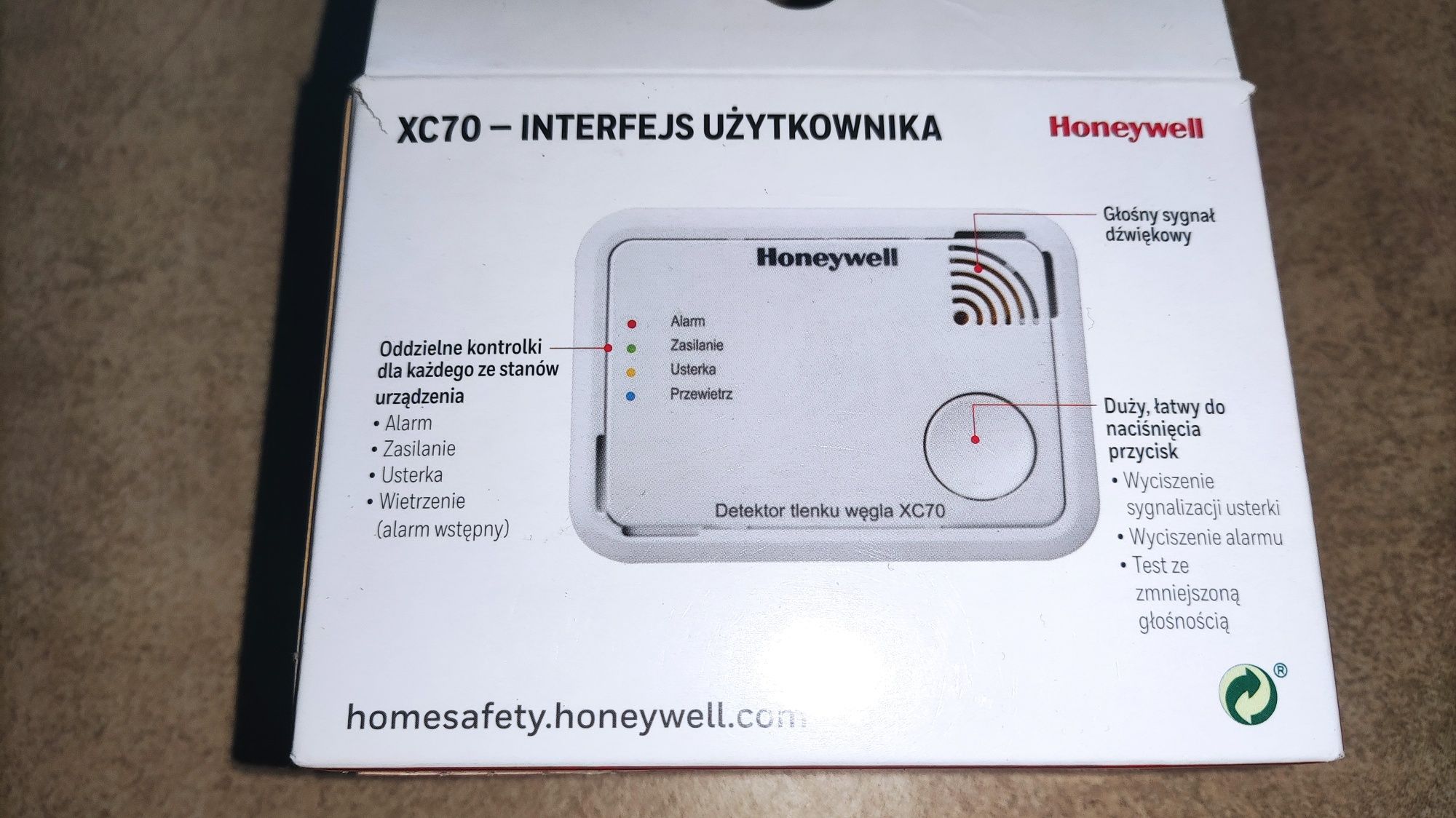 Honeywell XC70 detektor tlenku węgla , CZADU
