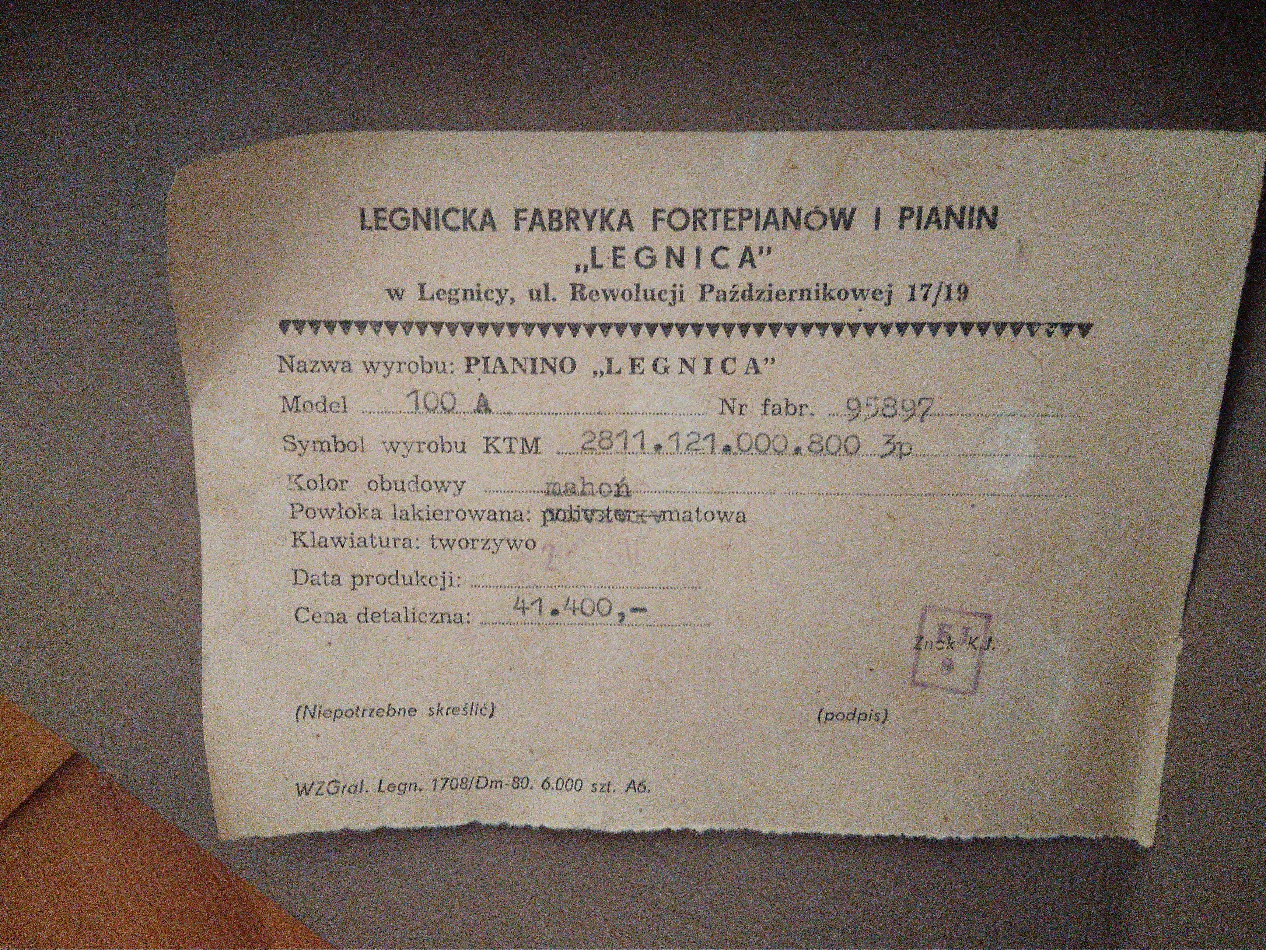 sprzedam pianino Legnica