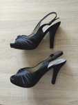 Satynowe czarne szpilki buty na obcasie eleganckie vintage Morano 37
