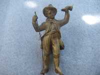 stara figurka zegar mechaniczny stojący wiszący kominkowy statua brąz