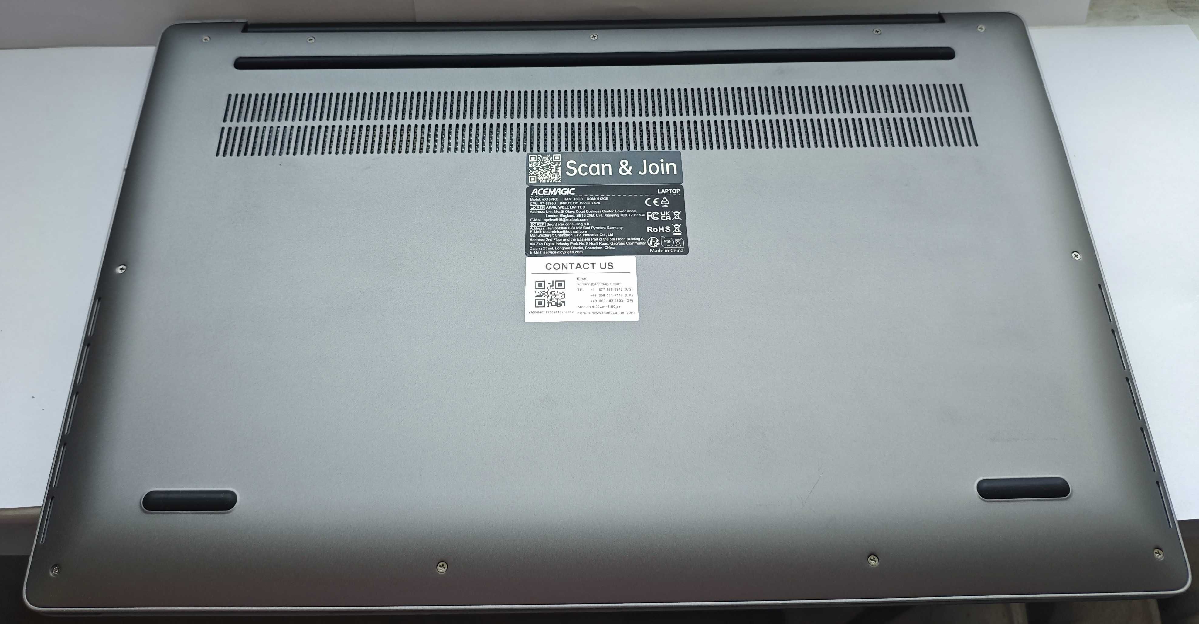 Laptop ACEMAGIC AX 16 Pro 32GB Ram / 512 GB AMD Ryzen 7 5825u