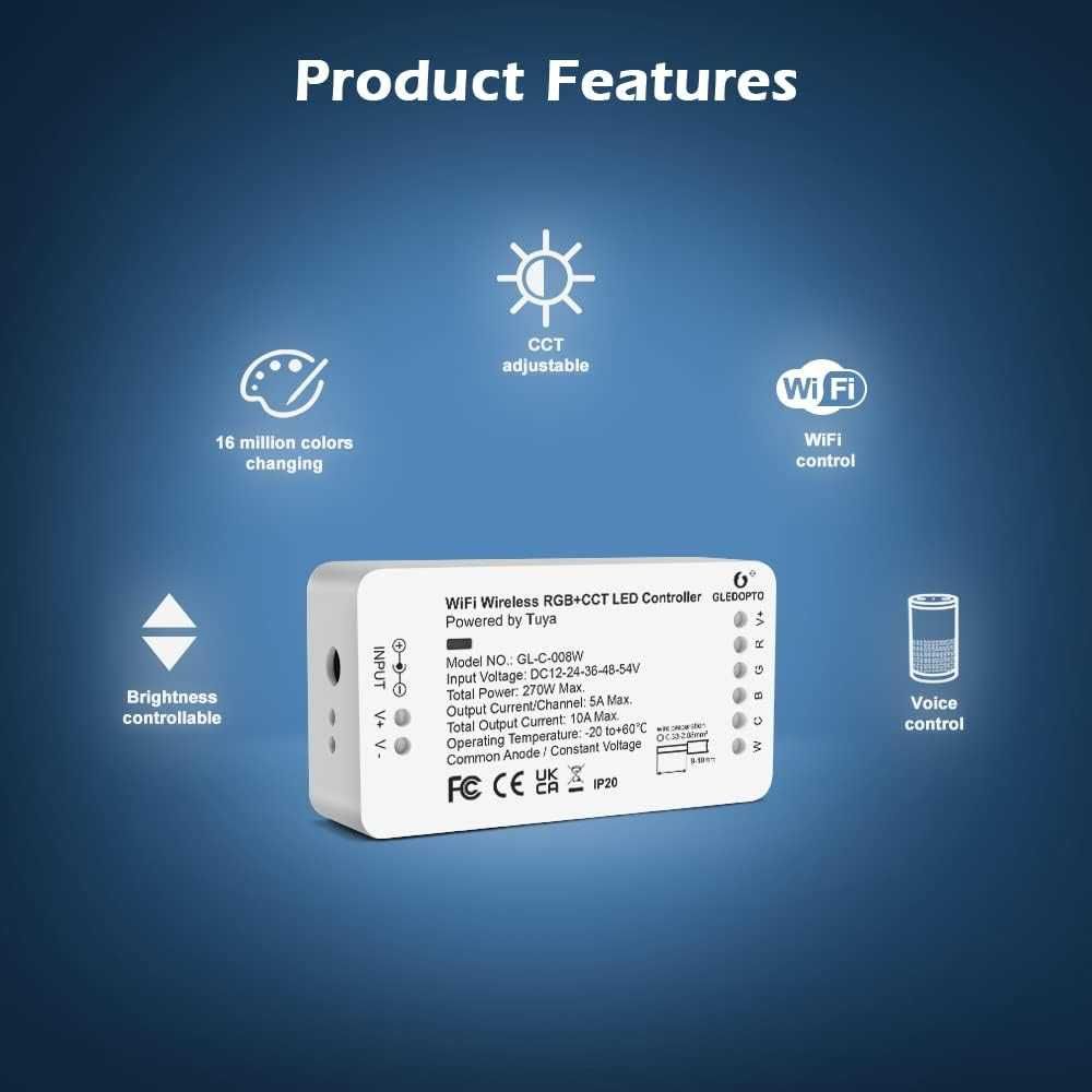 GLEDOPTO RGBW CCT WiFi sterowanie listwami świetlnymi LED