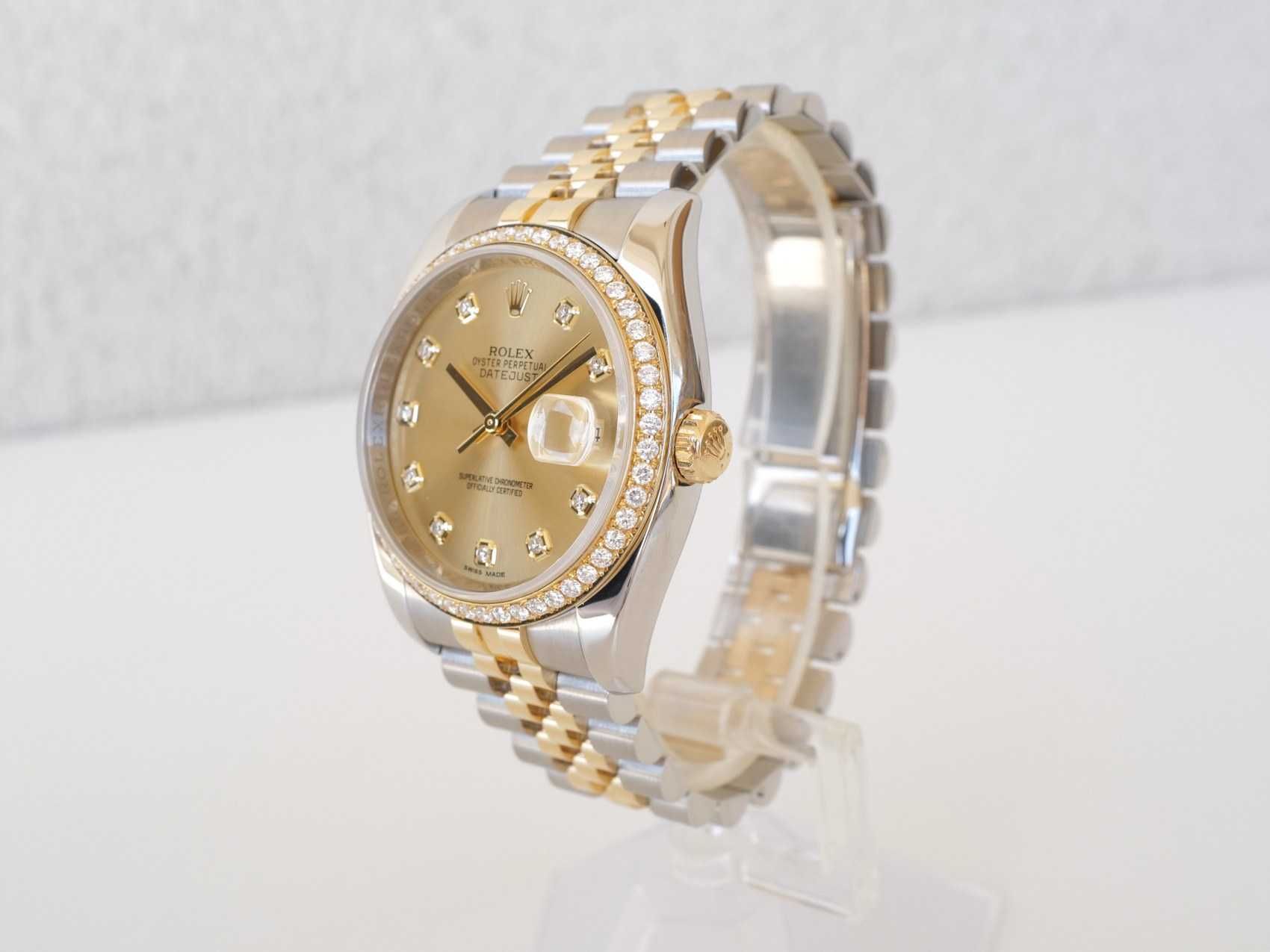 Rolex Datejust 36 Jubilee 18K Yellow Gold Champagne Diamond Dial Bezel