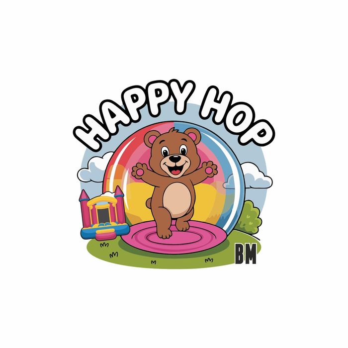 BUBBLE House Jump. Dmuchany zamek. Biały Miś. Animacje