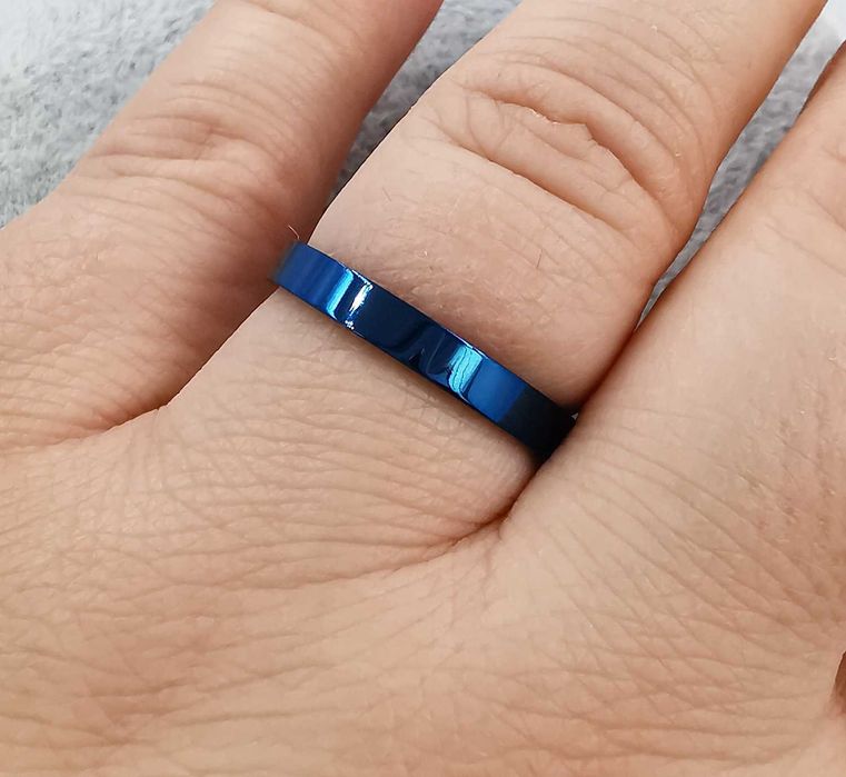 Pierścionek obrączka niebieska stal chirurgiczna średnica 22 mm