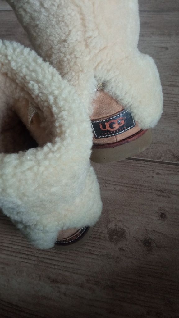 Okazyjna cena UGG Australia zimowe kozaki ciepłe skórzane wełna owcza