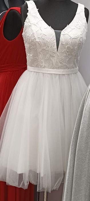 Piękna zjawiskowa jasna sukienka ślub komunia itp. Rozmiar M