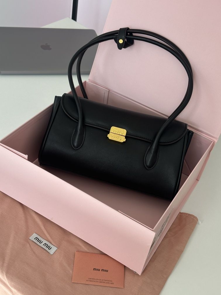 Сумка жіноча Miu Miu Black Leather Shoulder Bag Black Brown
