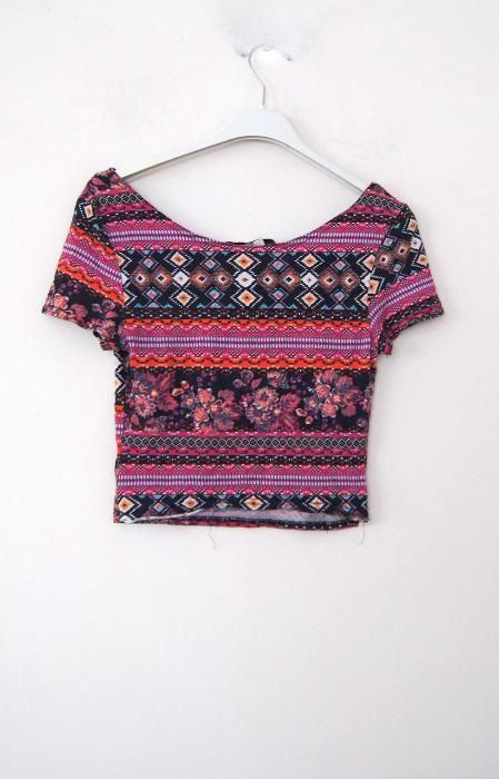 New Look aztecki rozowy crop top aztecka bluzka w azteckie wzory 38 M