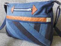 Torebka torba dżinsowa jeansowa handmade rękodzieło pomysł na prezent