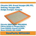 Filtr powietrza MF51060 Chrysler Dodge zamiennik Fram CA9054