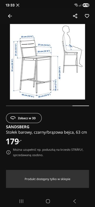 Stołek barowy z Ikei 3 sztuki