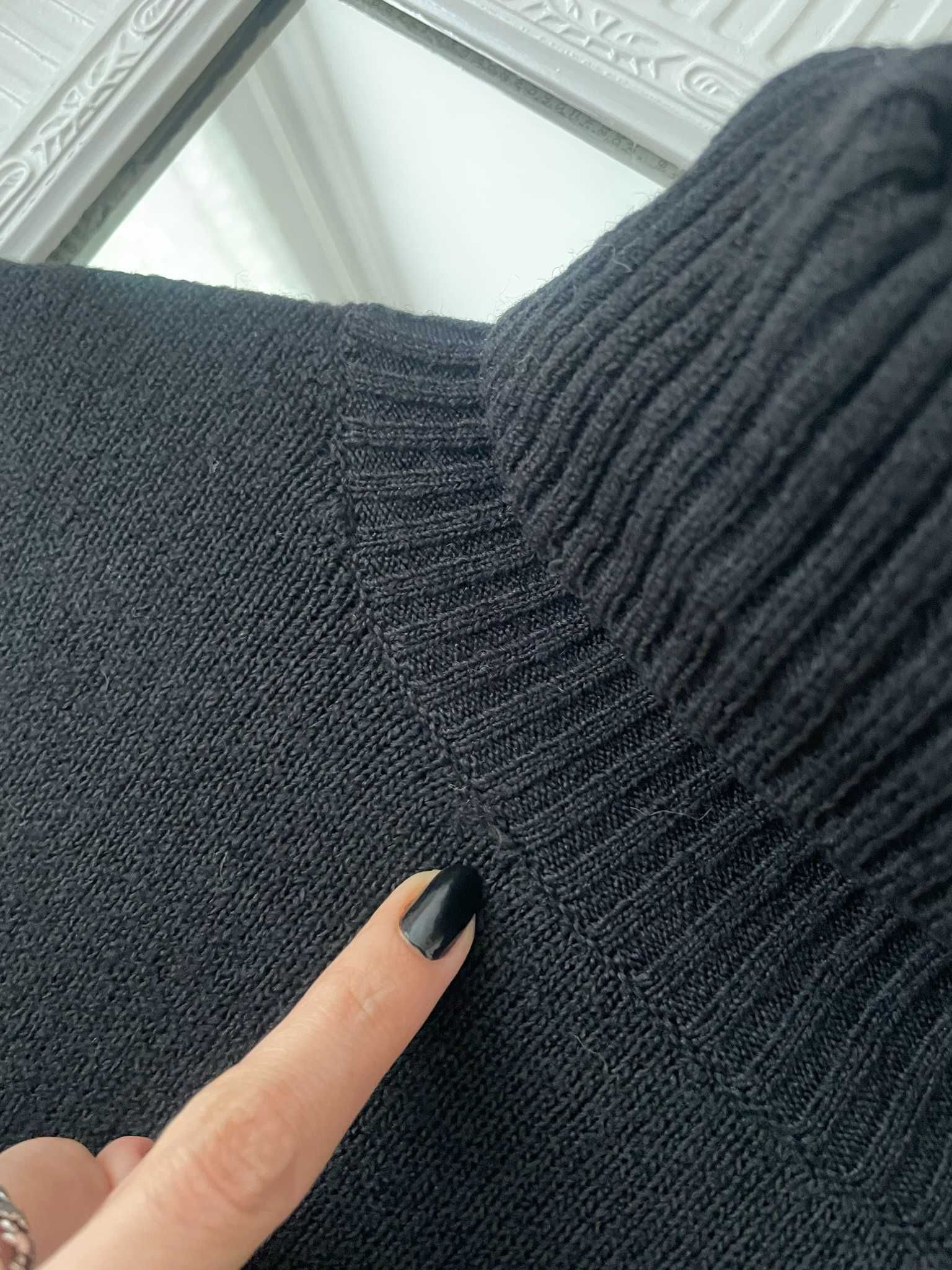 H&M sweter czarny z golfem golf długi obszerny oversize wełna L 40