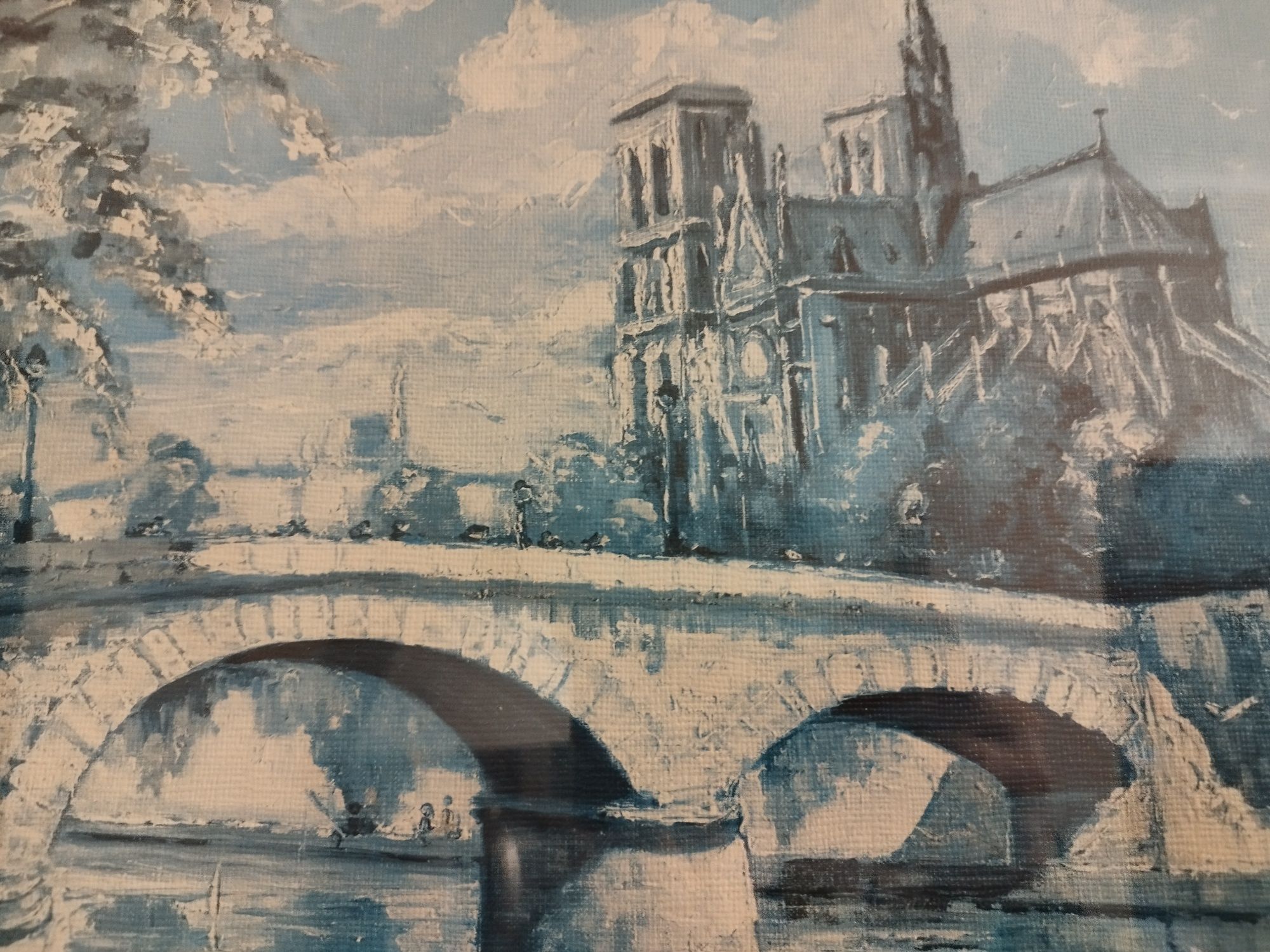 Litografia, obraz, rama, Paryż, Katedra Notre Dame