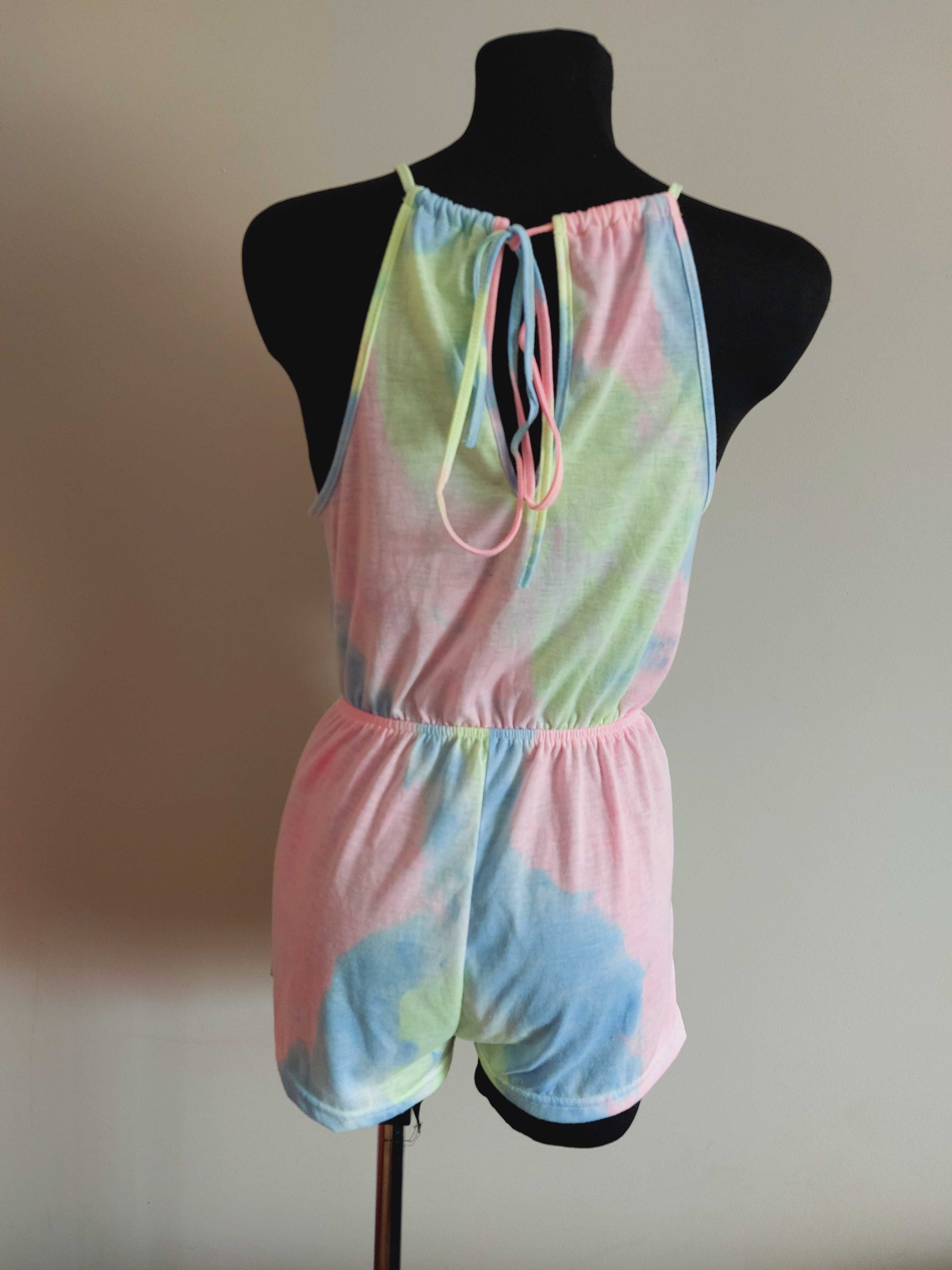 Shein kombinezon multikolor teczowy kolorowy krotki xs s