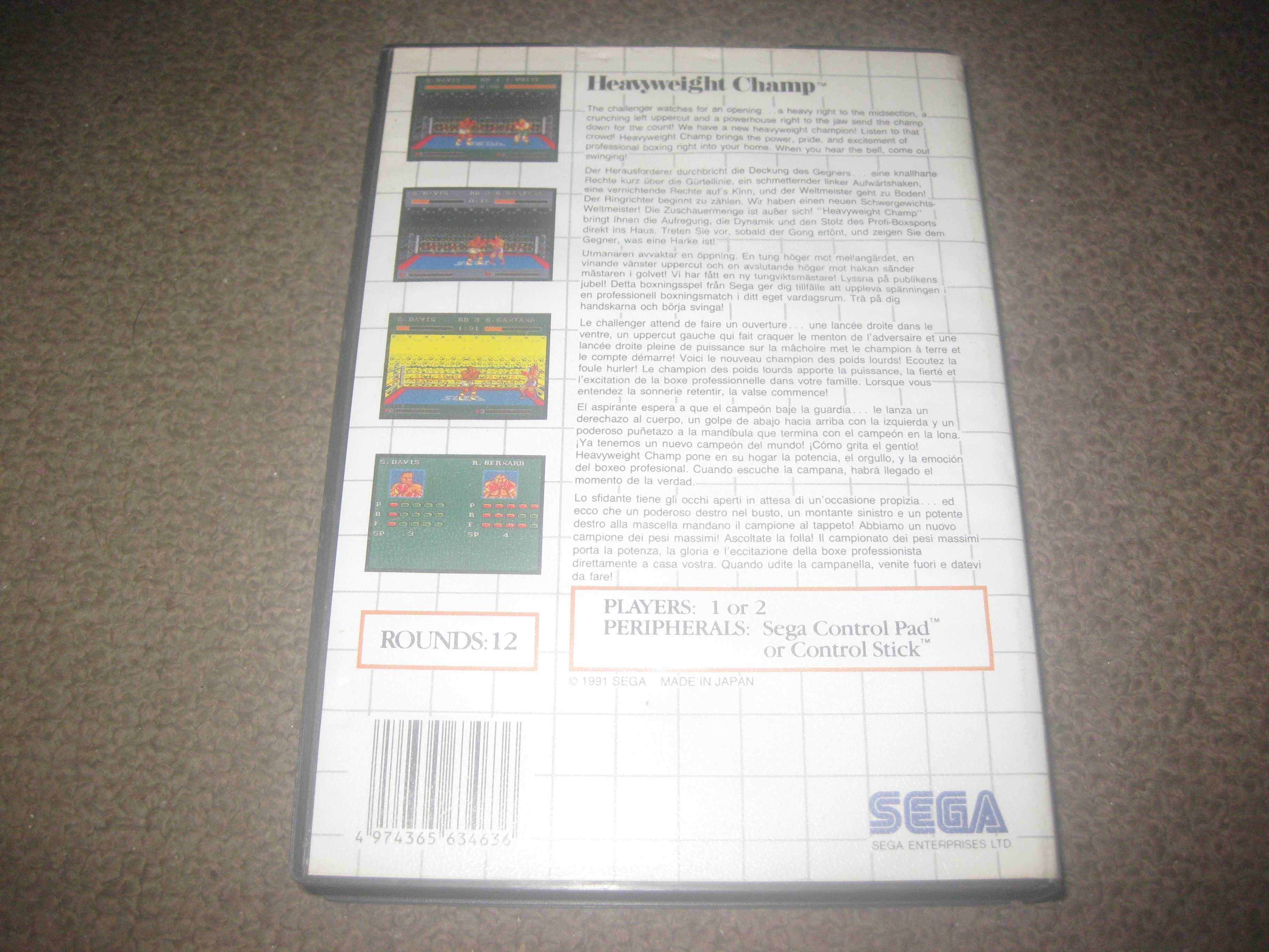Jogo "Heavyweight Champ" para Sega Master System