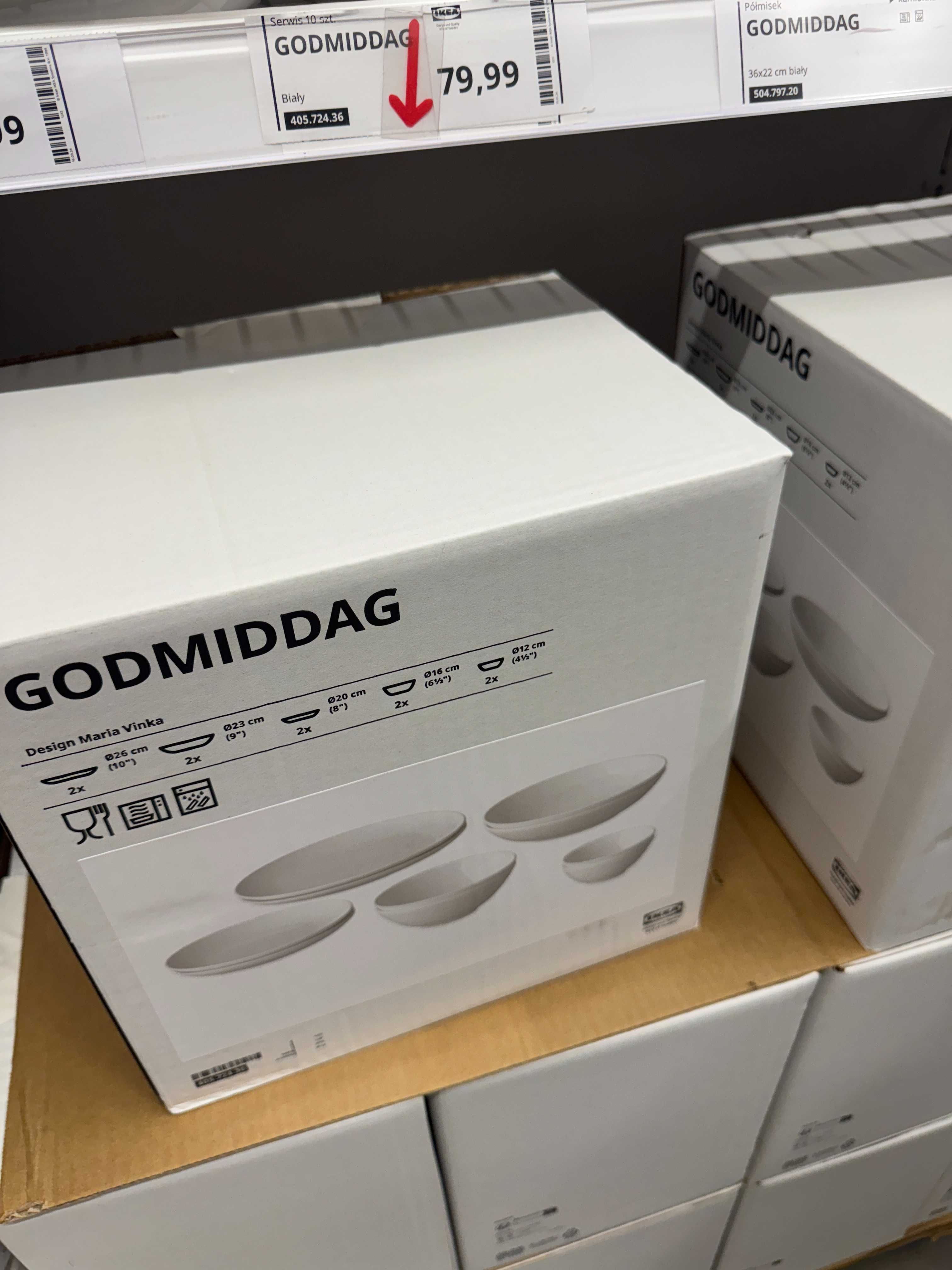 IKEA GODMIDDAG Serwis 10 szt., biały Nowe rozpakowane pudełko