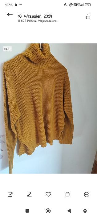 Sweter z golfem musztardowy