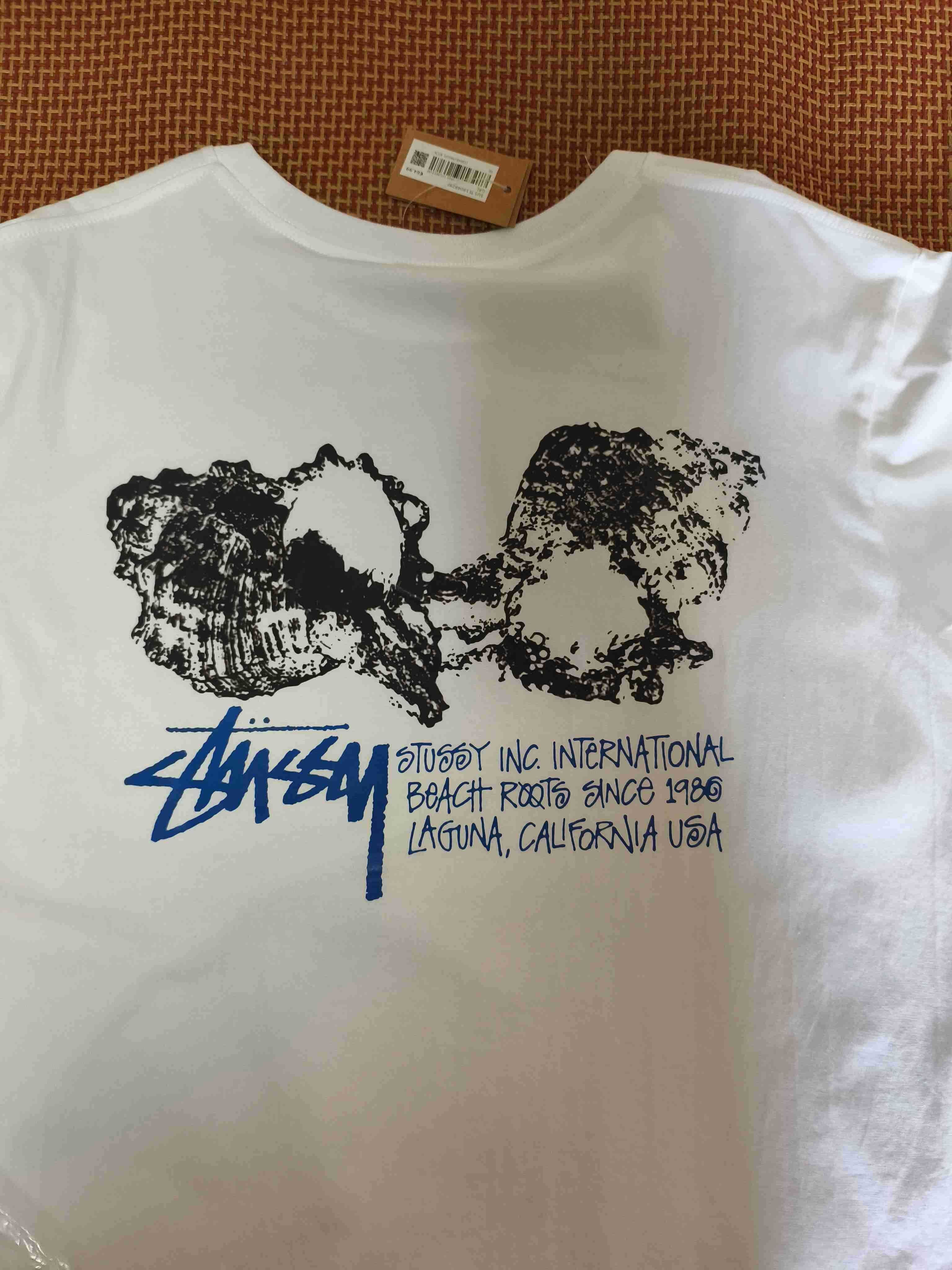 Stussy,Męska biała koszulka z nadrukiem letnim, rozmiar L