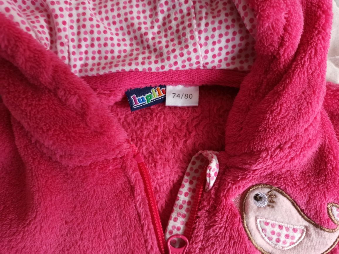 Bluza pluszowa z uszami Lidl rozm. 74/80 fuksja