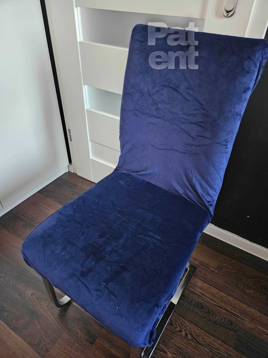 Welurowe pokrowce na krzesła 4 sztuki miękkie granatowe