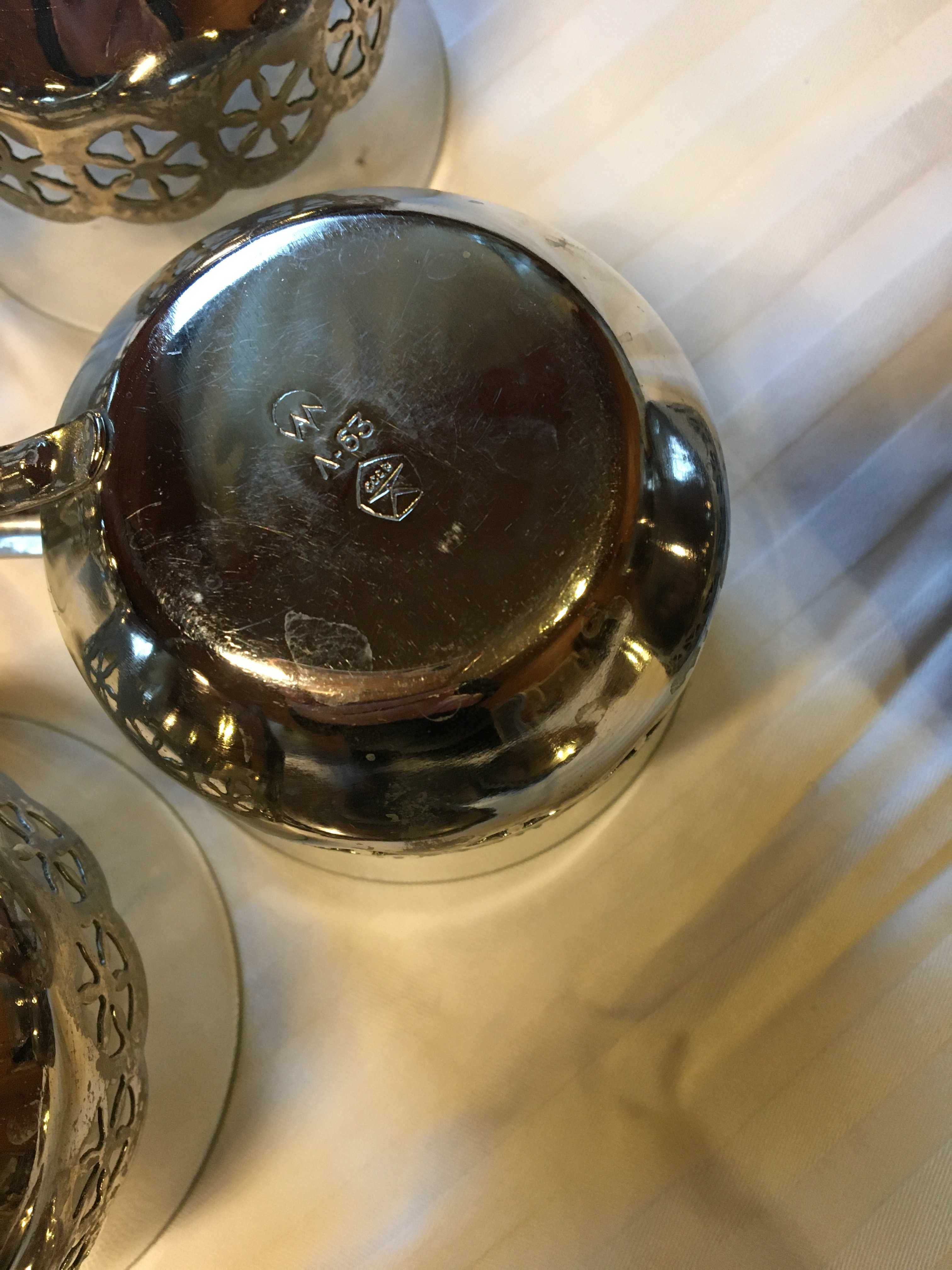 Чайний сервіз скло-метал вінтаж СССР, скатертина непромокаєма 150х228