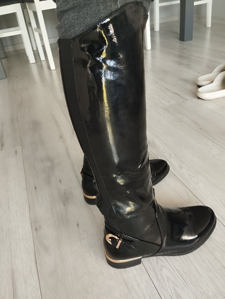 Buty wiosenne kozaki czarne stan bdb r.36