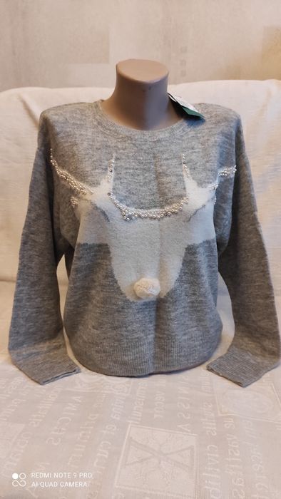 Новый свитер с шерстью H&M р. XS-S оверсайз джемпер