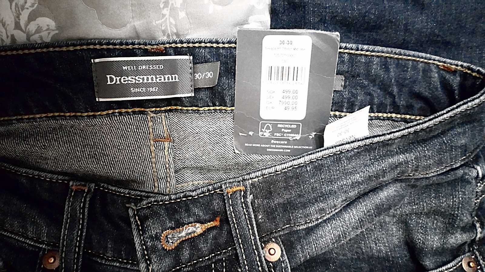 NOWE SPODNIE męskie JEANSY - Dressmann rozmiar 30
