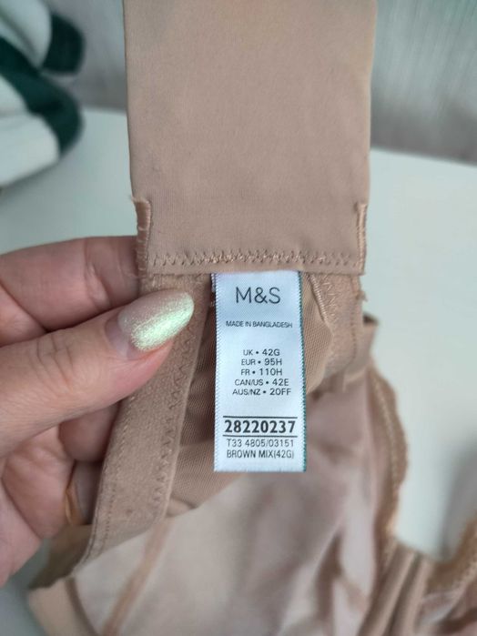 Бюстгальтер Marks & Spencer 95G на большую грудь бежевый в сердечки